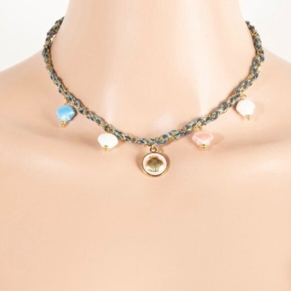 TATUM BRAIDED SEASHELL CHARM NECKLACE - Picture 2 of 2